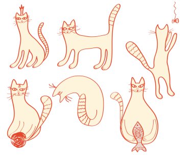 Collection of funny cats clipart