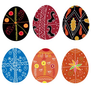 Set of traditional easter eggs clipart