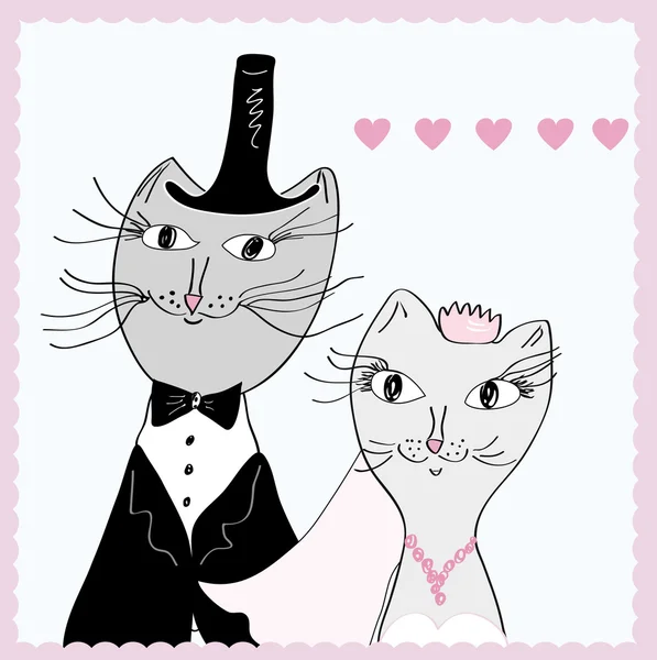 Grappige katten - bruid en bruidegom — Stockvector