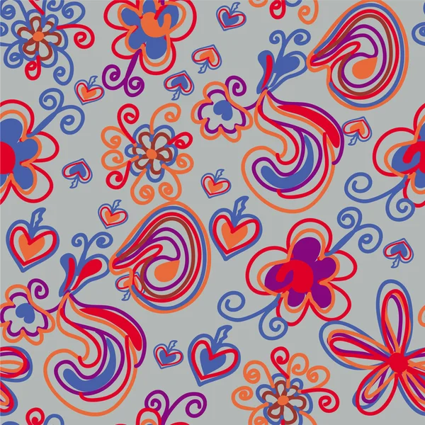 鮮やかな花とのシームレスなパターン — ストックベクタ