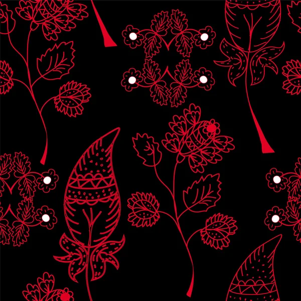 Zökkenőmentes minta vörös virágokkal — Stock Vector