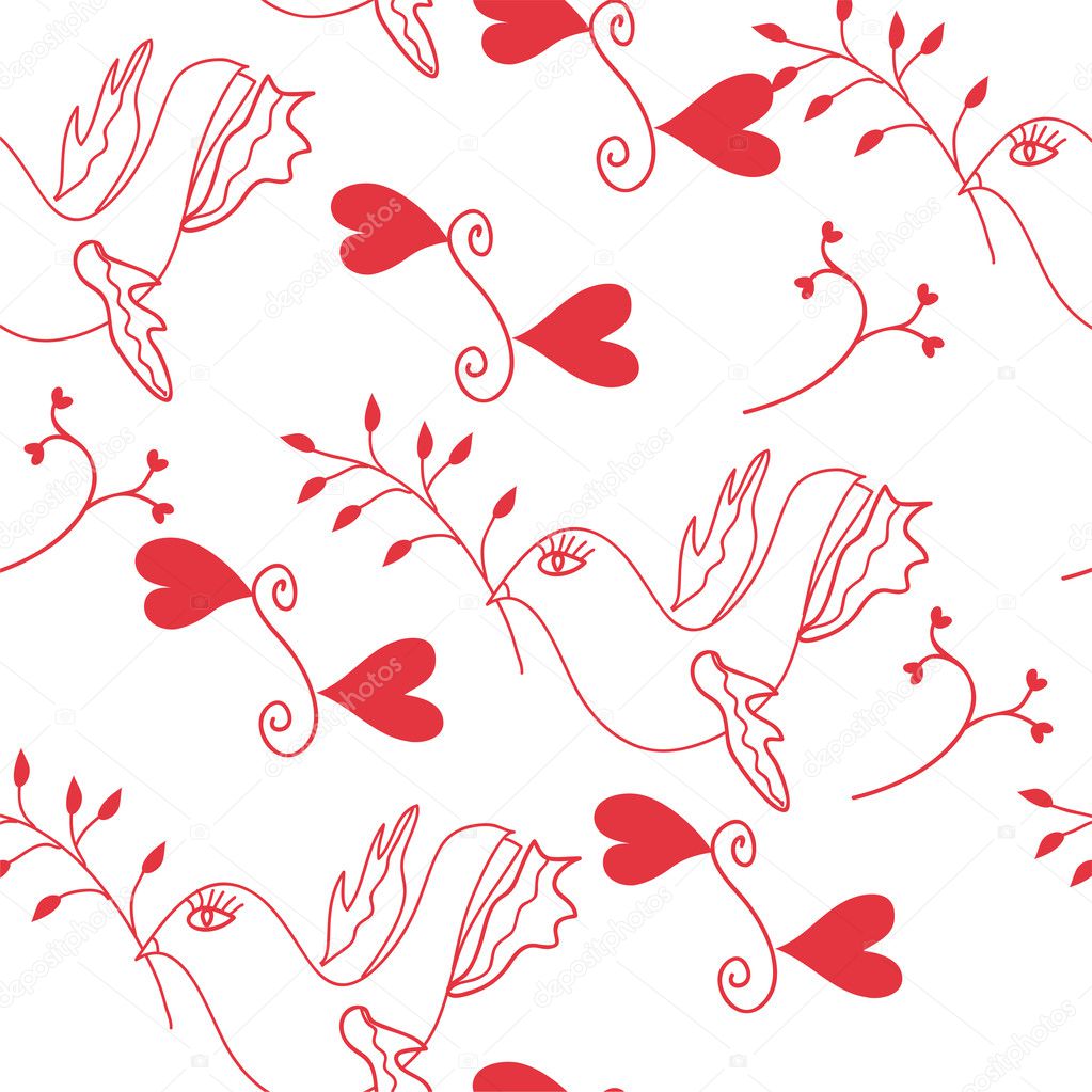 Seamless pattern with dove of peace