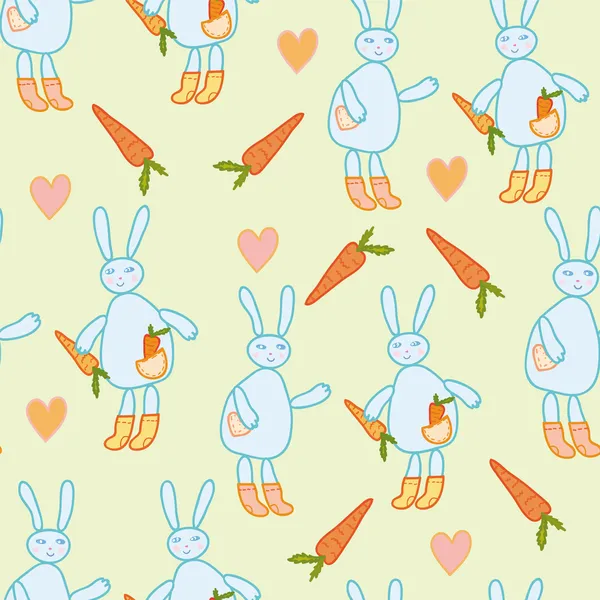 Seamless pattern with rabbits — Stock Vector