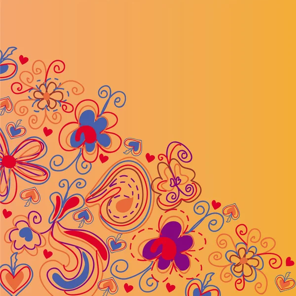 Fleurs lumineuses fond orange — Image vectorielle