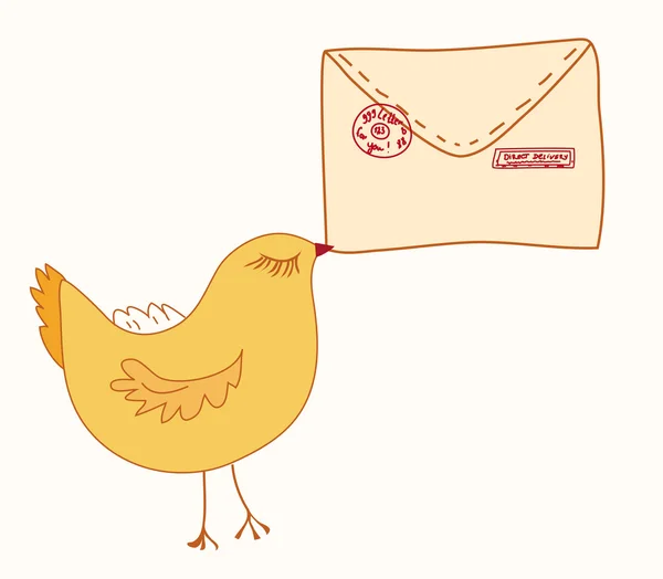 Niedlicher Vogel mit Buchstaben — Stockvektor
