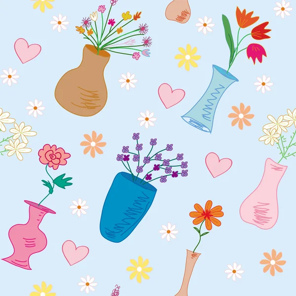 花瓶とのシームレスなパターン — ストックベクタ