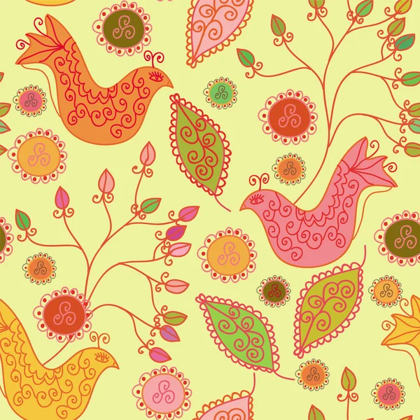 Nahtloses helles Muster mit Vögeln — Stockvektor