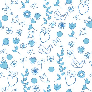 Seamless pattern with blue flowers clipart