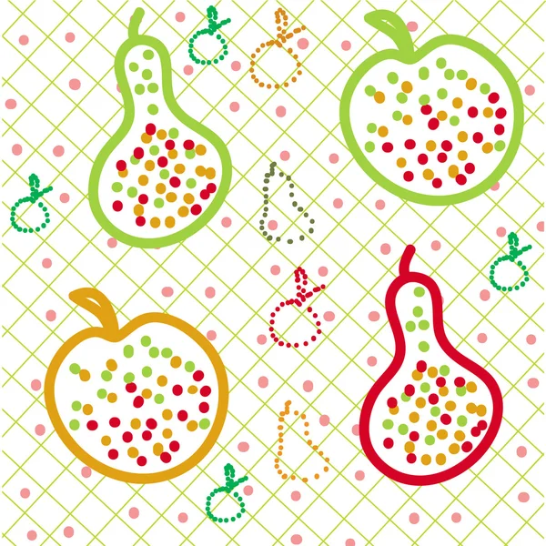 Modèle mignon avec des pommes et des poires — Image vectorielle