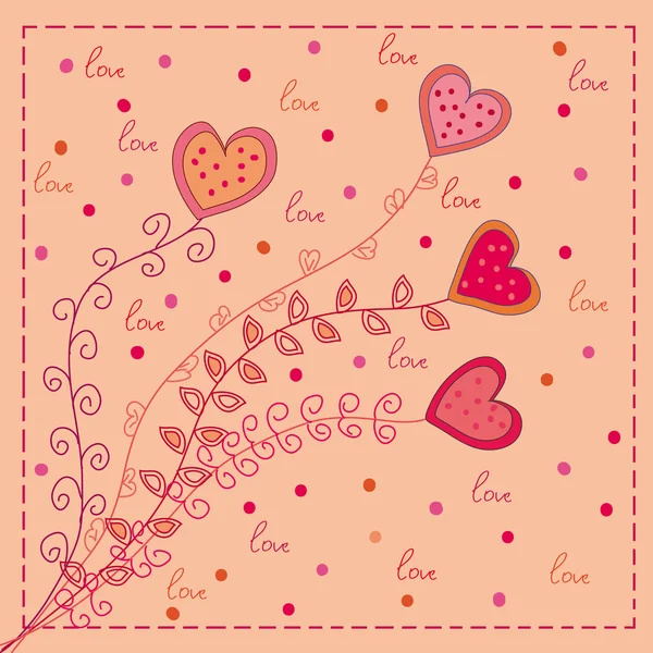 Corações flores amor cartão —  Vetores de Stock