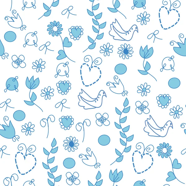Seamless pattern with blue flowers — Stock Vector