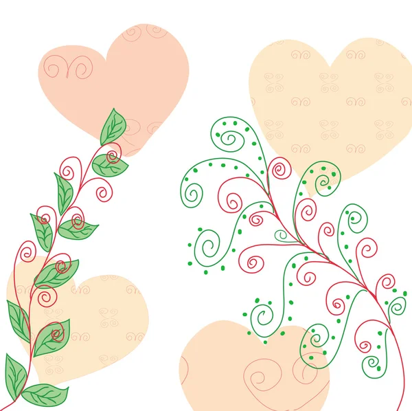 花卉背景用的心 — 图库矢量图片