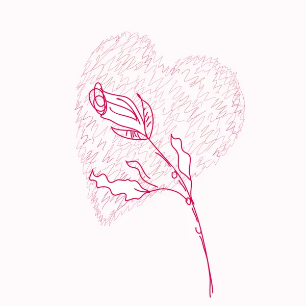 Rose et fond de coeur — Image vectorielle
