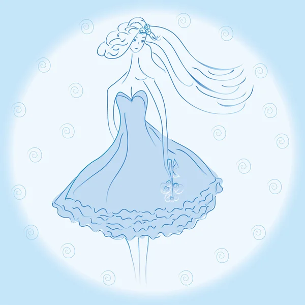 Ritratto della sposa nei colori blu — Vettoriale Stock