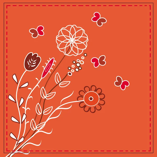Tarjeta con flores en colores rojos — Vector de stock
