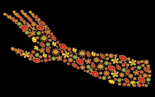 女人的胳膊轮廓的鲜花 — 图库矢量图片
