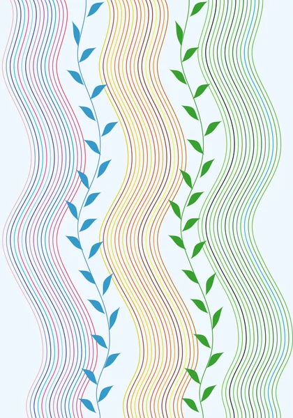 Våren mönster med blad och linjer — Stock vektor