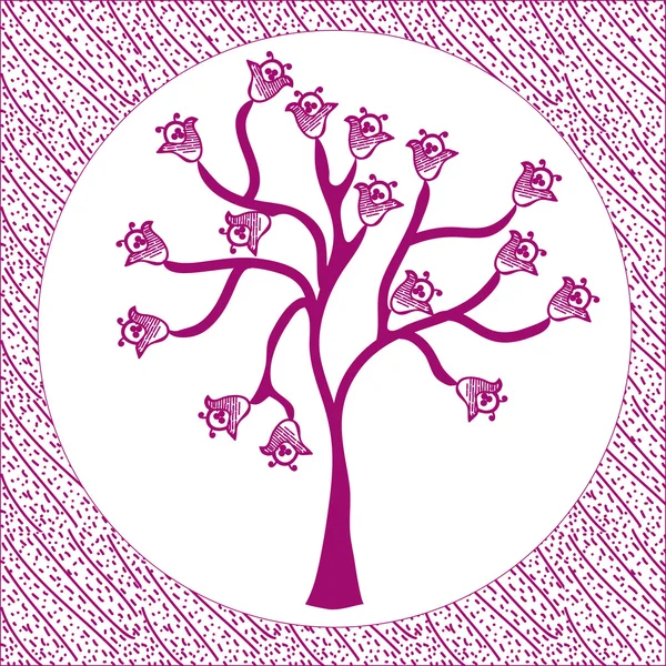 Diseño del árbol floral en el marco — Vector de stock