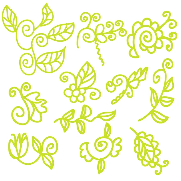 Elementos de design floral verde — Vetor de Stock
