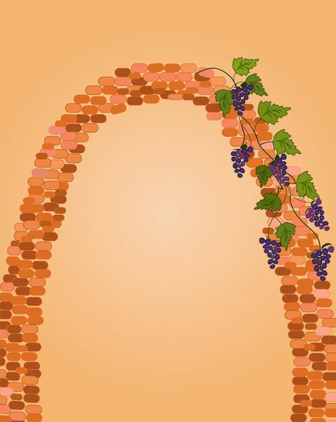 Кирпичная арка с виноградом — стоковый вектор