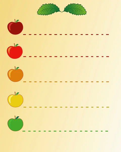 Jablka seznam — Stockový vektor