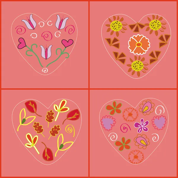 Srdce pattern s květinami — Stockový vektor