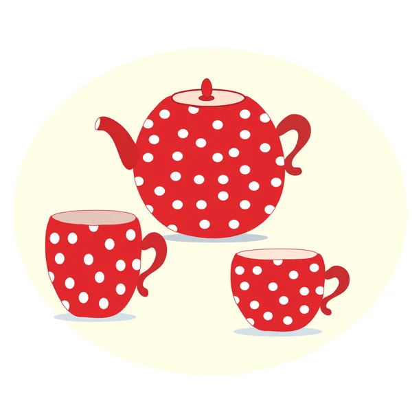 Set Teekannen und Tassen — Stockvektor