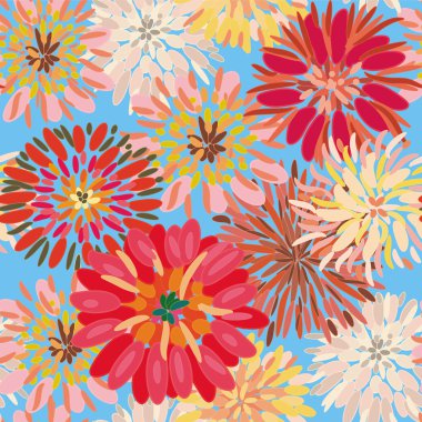 Seamless floral pattern with big dahlia clipart