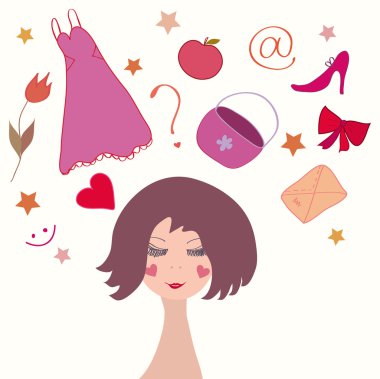 Cute girl dreaming clipart