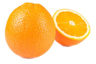 One and half oranges isolated clipart