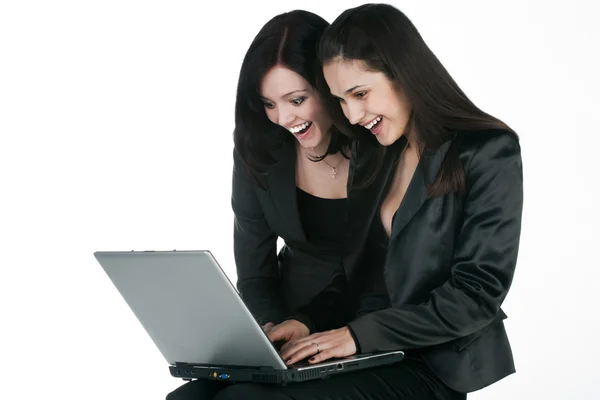 Two women with laptop — Stock Photo, Image