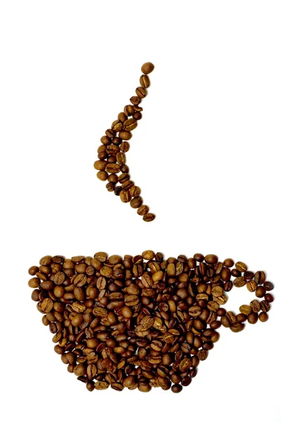 Xícara de grãos de café — Fotografia de Stock