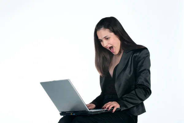 Femme d'affaires avec ordinateur portable Images De Stock Libres De Droits