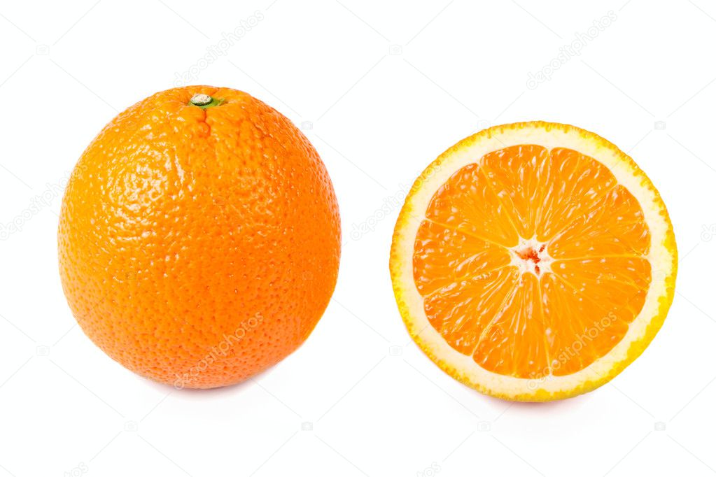 And half oranges isolated