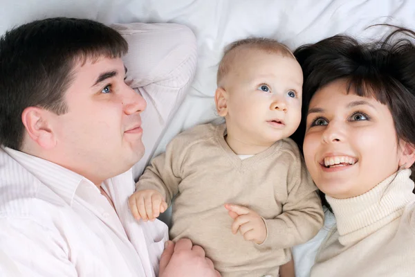 Happy family - father, mother and baby — Stock Photo, Image