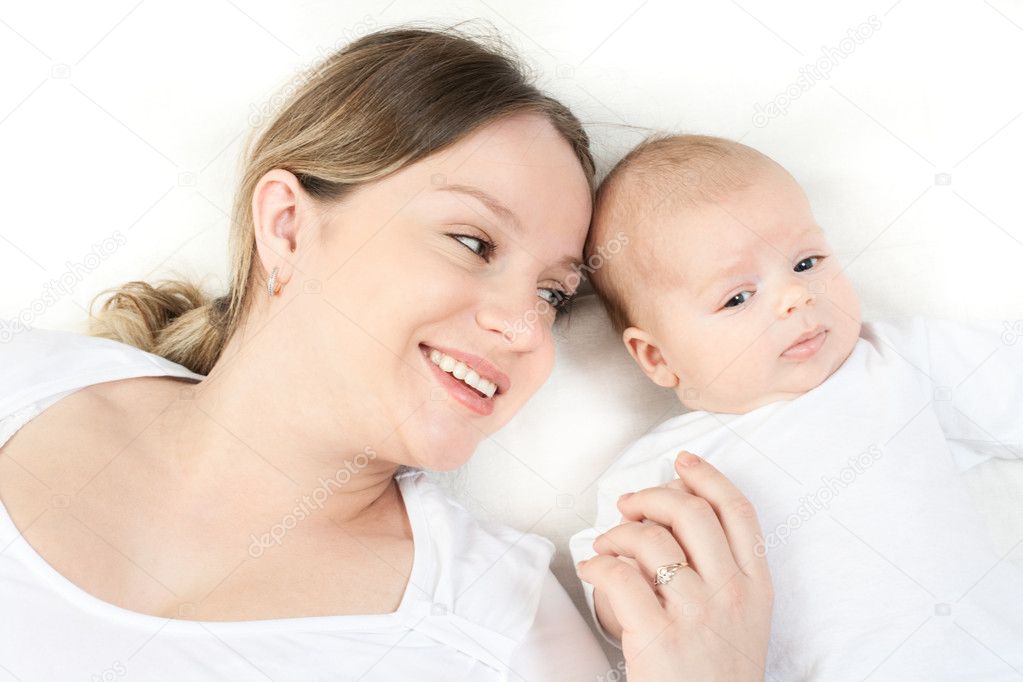 Happy family - mother and baby