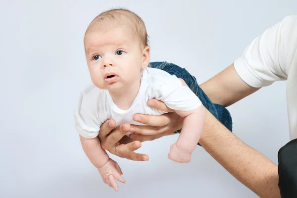 Little baby in father hands — Stock Photo, Image