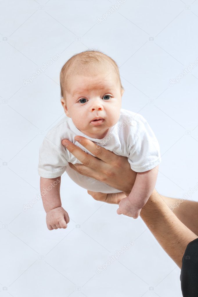 Little baby in father hands