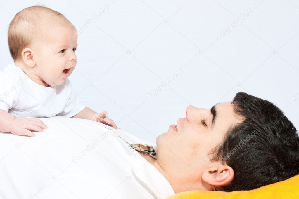 Happy family - father and baby
