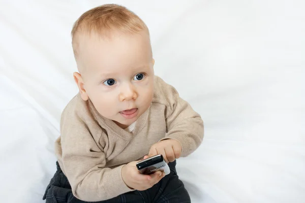 Little boy with mobile phone — Stock Photo, Image