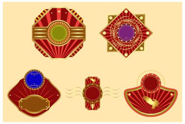 Vector set: gold-framed labels. clipart