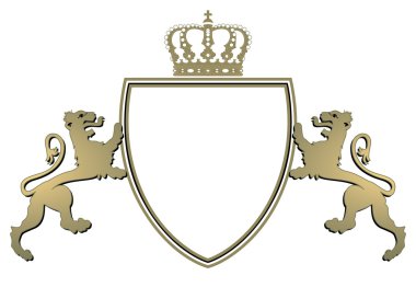 Wappen schreitende Löwen, Krone clipart