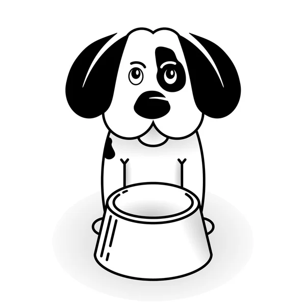 Kleiner Hund mit Napf — Image vectorielle