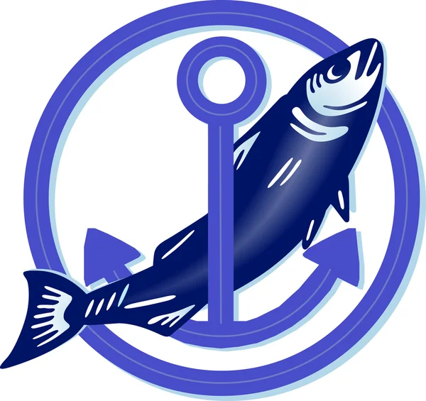 Fisch mit Anker — Stock Vector