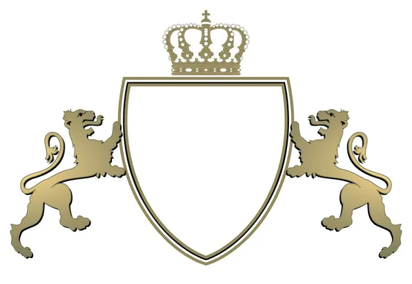 Wappen schreitende Löwen, Krone — Stok Vektör