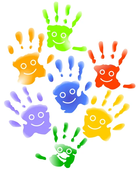 Lachende Kinder-Hände — Stock Vector