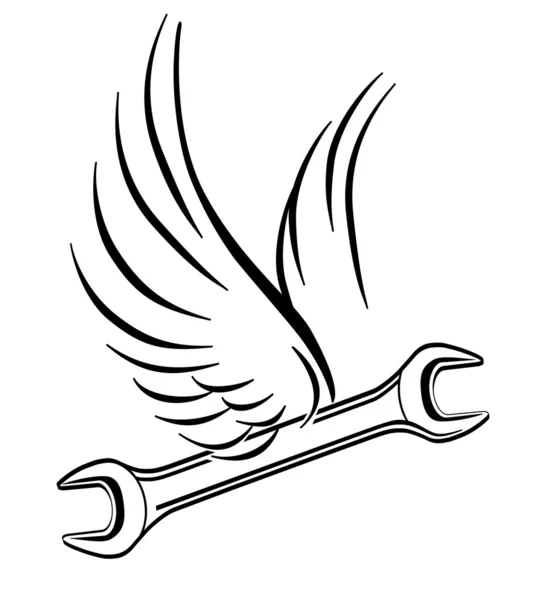 Fliegender schraubenschlüssel — Image vectorielle