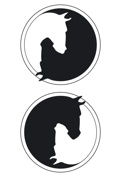 Ló fekete és fehér — Stock Vector