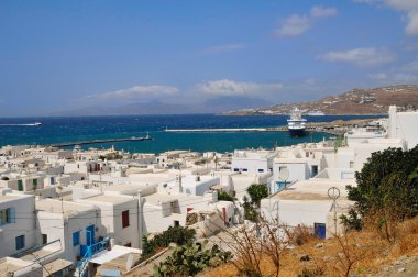 Mykonos Adası çatıları beyaz