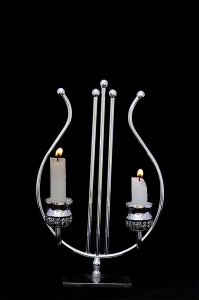 Candelabro decorativo com vela — Fotografia de Stock